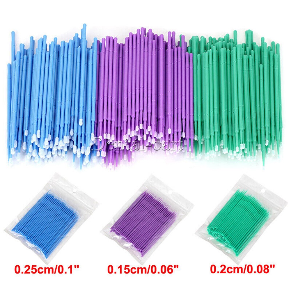 100×Dental Microbrush Disposable Bendable Applicators Tips Micro Brush Cleaning