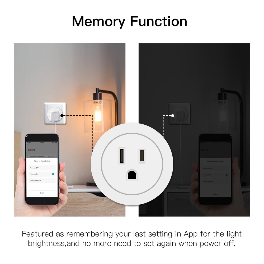 MOES WiFi Smart Power Dimmer Plug Switch Socket Outlet Timer Alexa Google APP