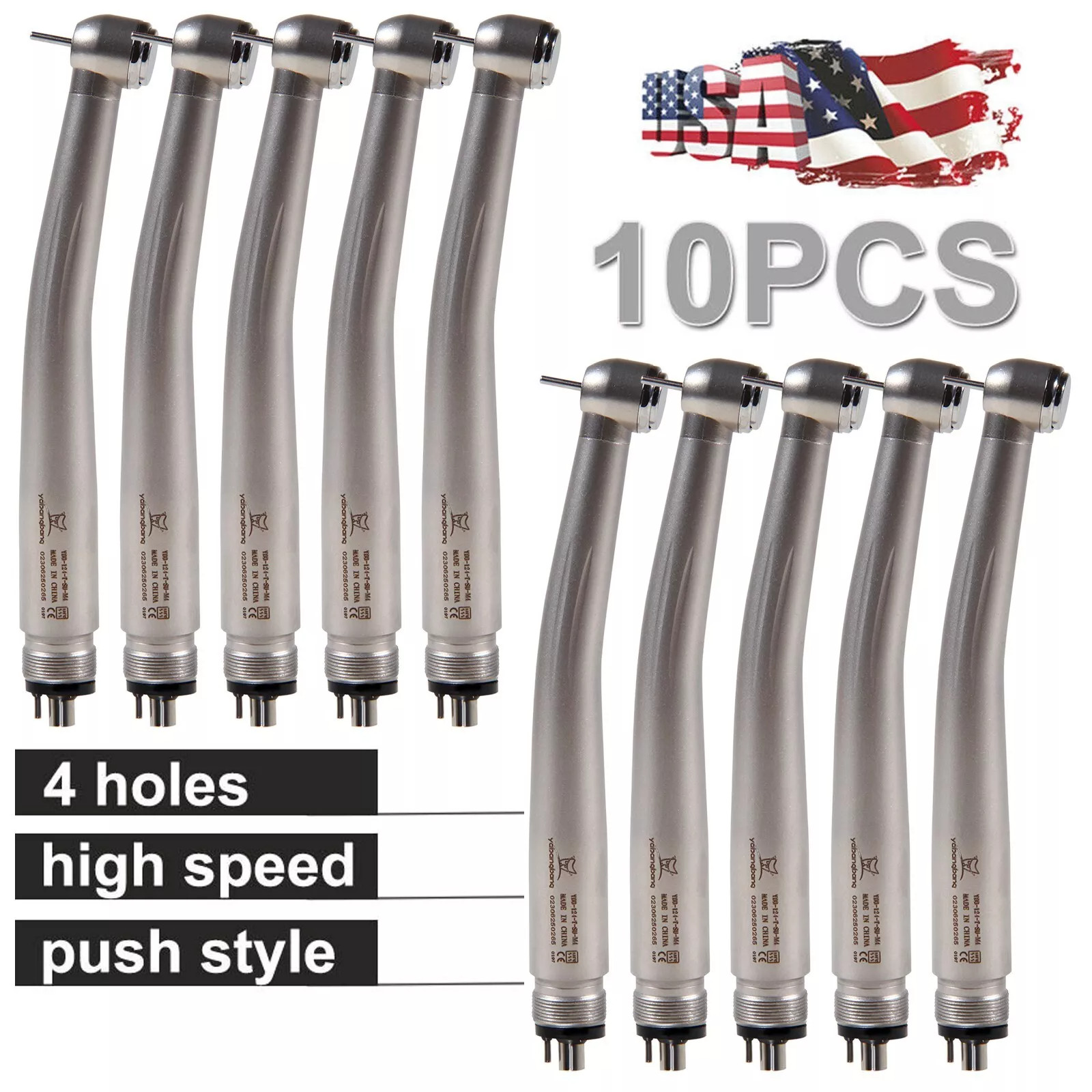 10*NSK Style PANA MAX Dental High Speed Turbine Handpiece Push Button 4Hole SALE