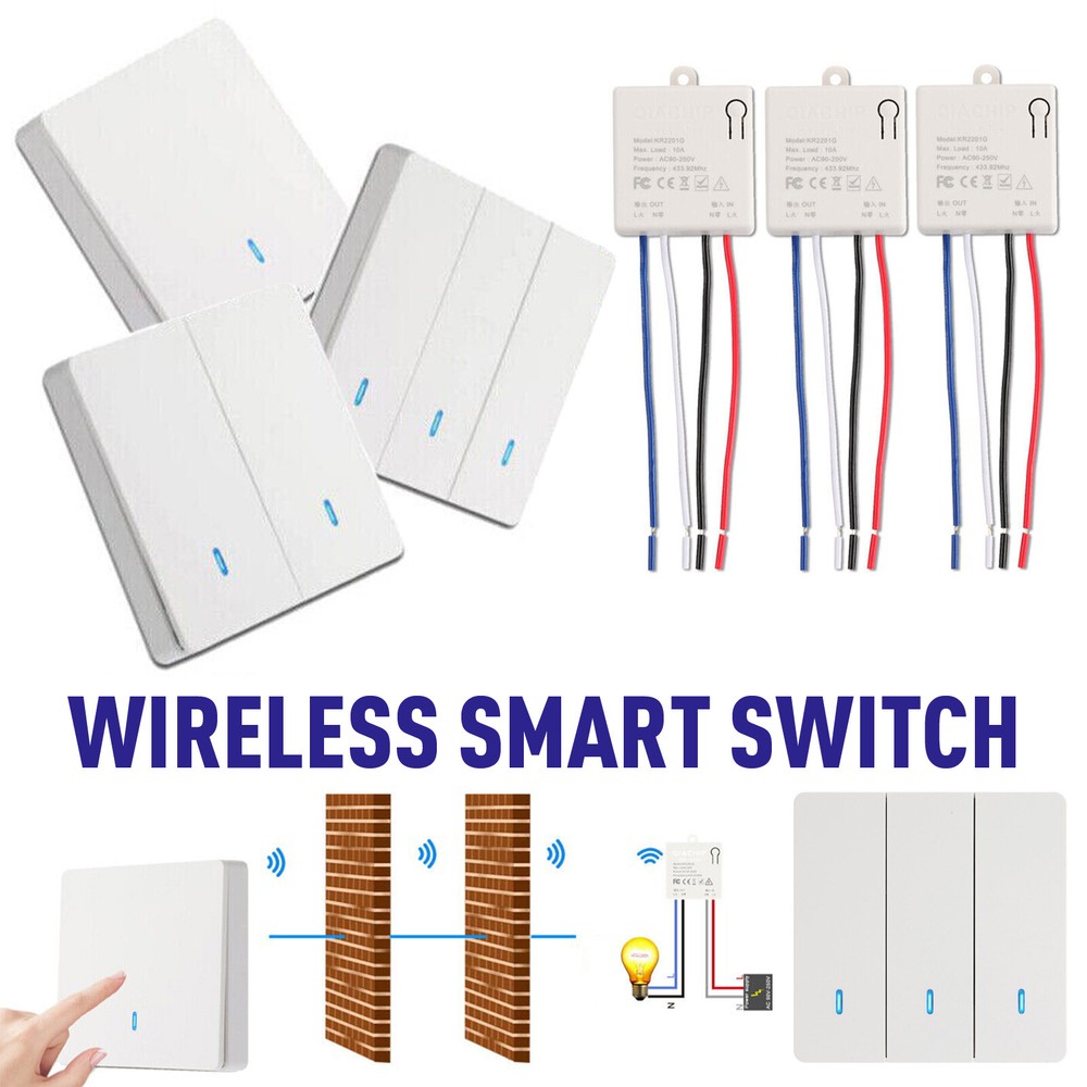 Smart Switch Light Wireless RF-433Mhz Wall Panel Switch Remote-Control Receiver