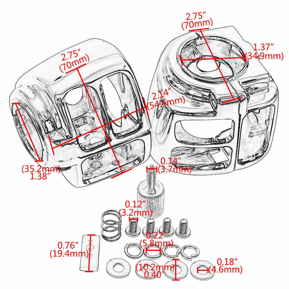 Chrome Switch Housing Cover 6PC Switch Caps For Harley Sportster V-Rod Softail