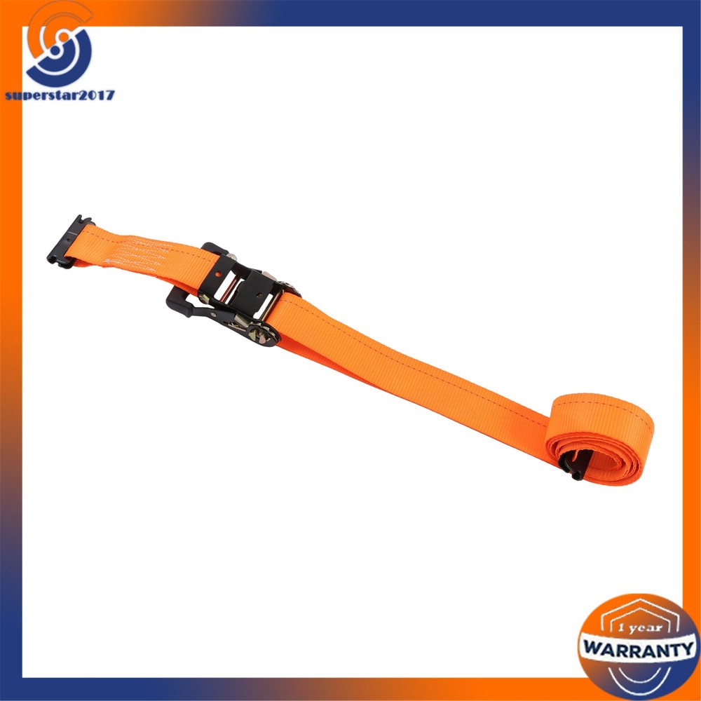 Orange Wheel Chock And 8ft Ratchet Strap Kit For E Track System Polyester