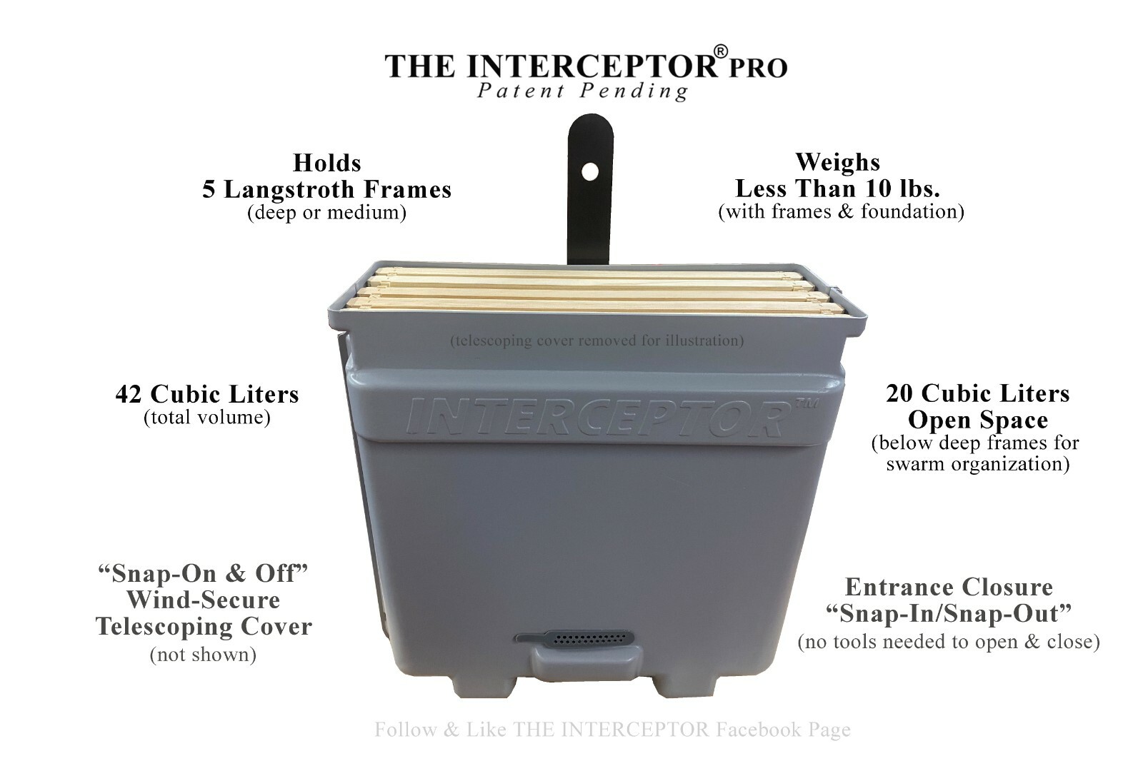 Honeybee Swarm Trap-THE INTERCEPTOR PRO-bait hive, bee equipment, lure, trapping