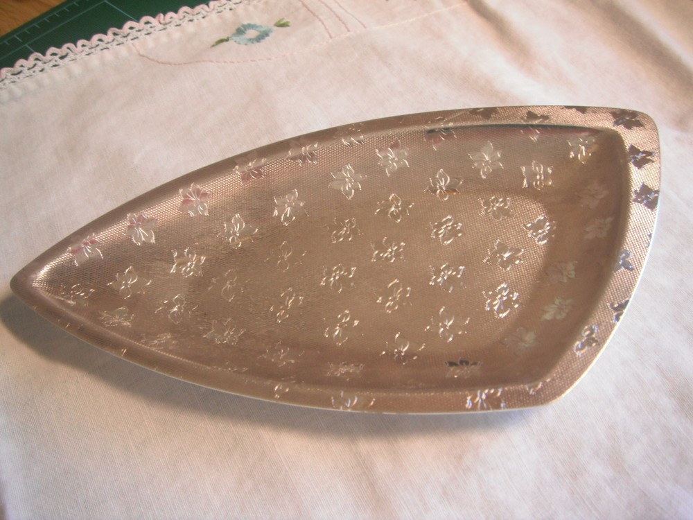 Signed Hans Jensen Modernist Silver Plate Dish with Poinsettia's-Denmark