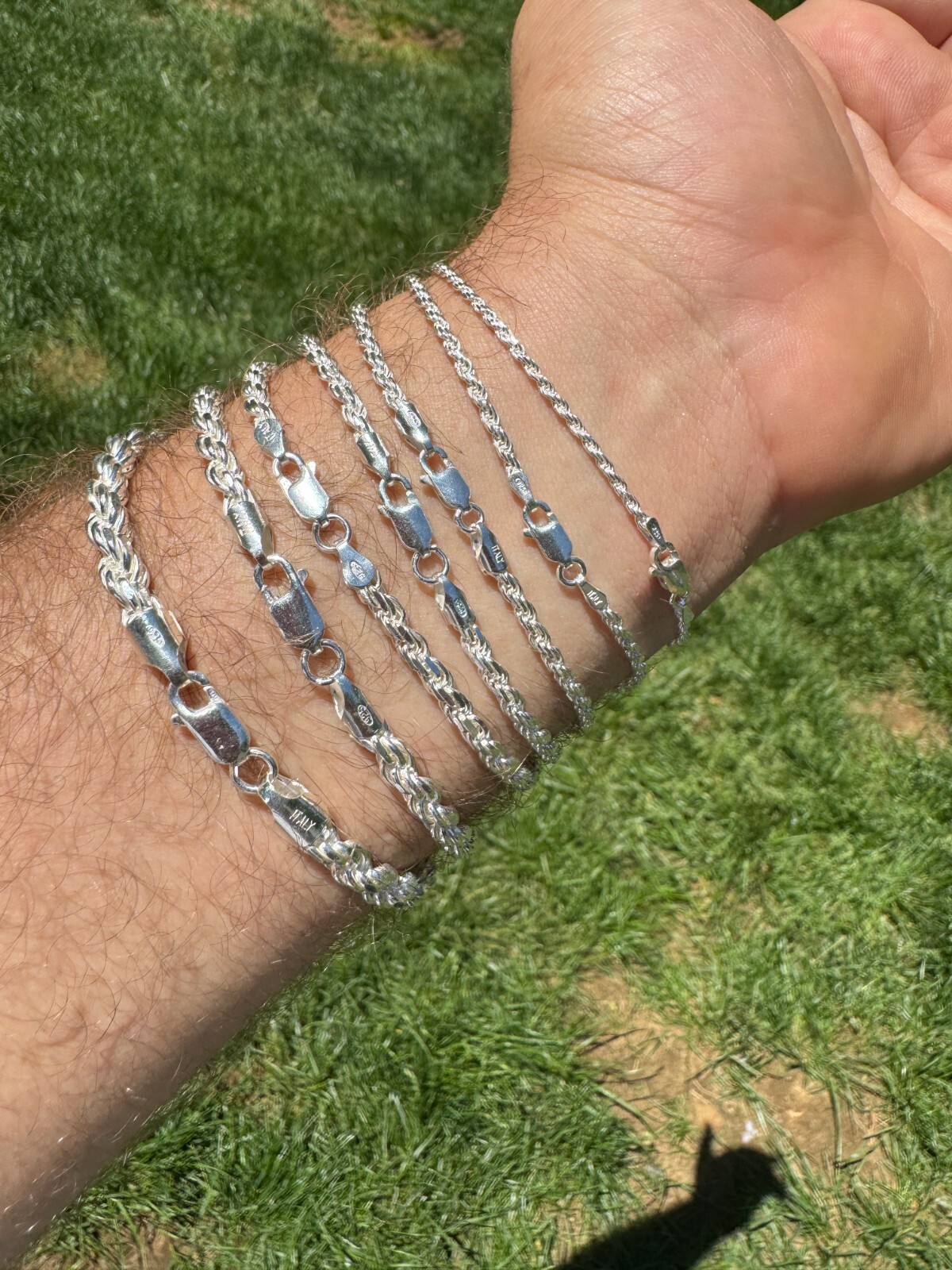 Real Solid 925 Sterling Silver Rope Bracelet 2mm-6mm Men's Women's 6-9"