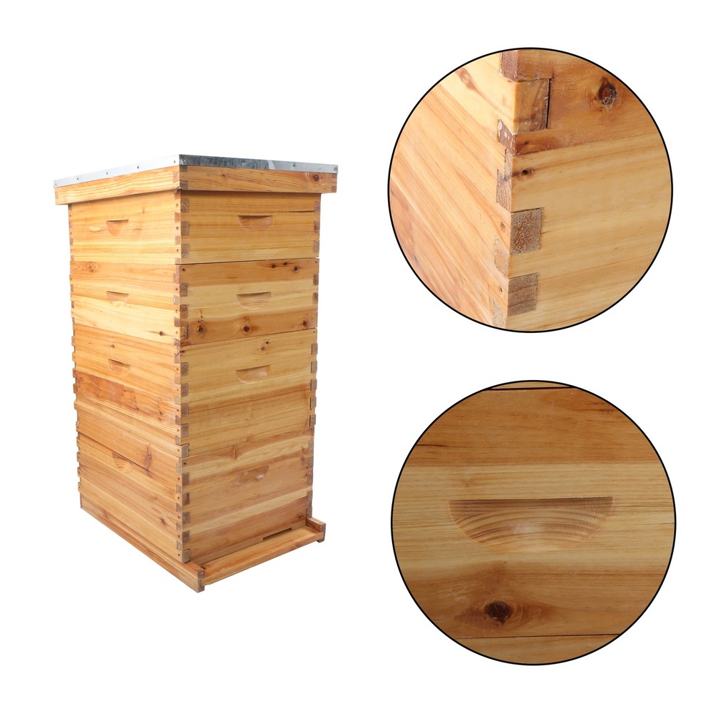 4 Layer 10 Frame Bee Hive Beeswax Coated Includes Beehive Frames and Foundations