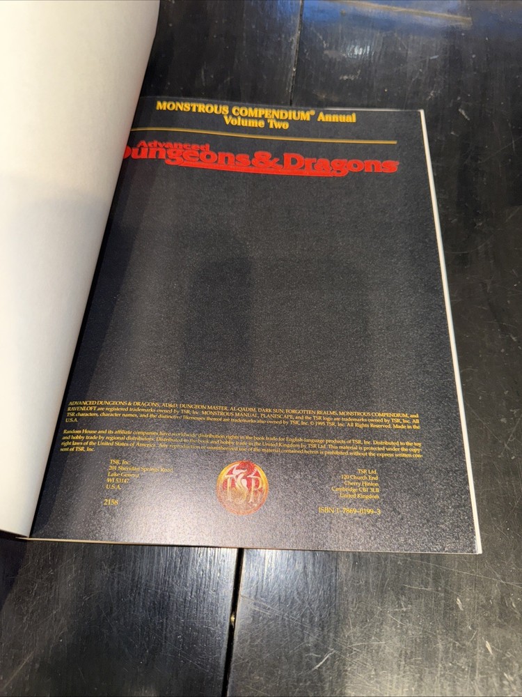 Vintage Advanced D&D, 2158, Monstrous Compendium Annual Volume Two