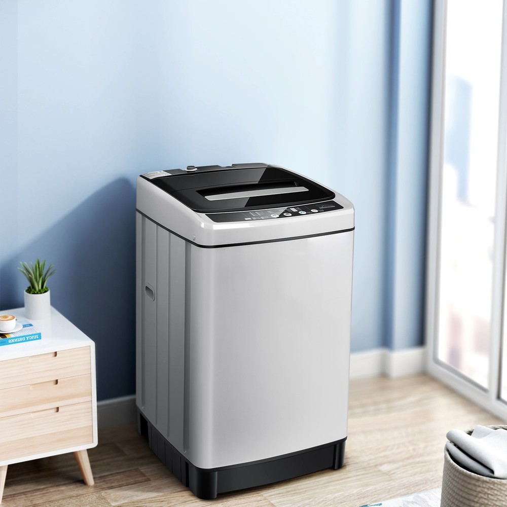Compact Full-automatic Washing Machine Laundry Washer w/ 11 lbs Capacity Grey