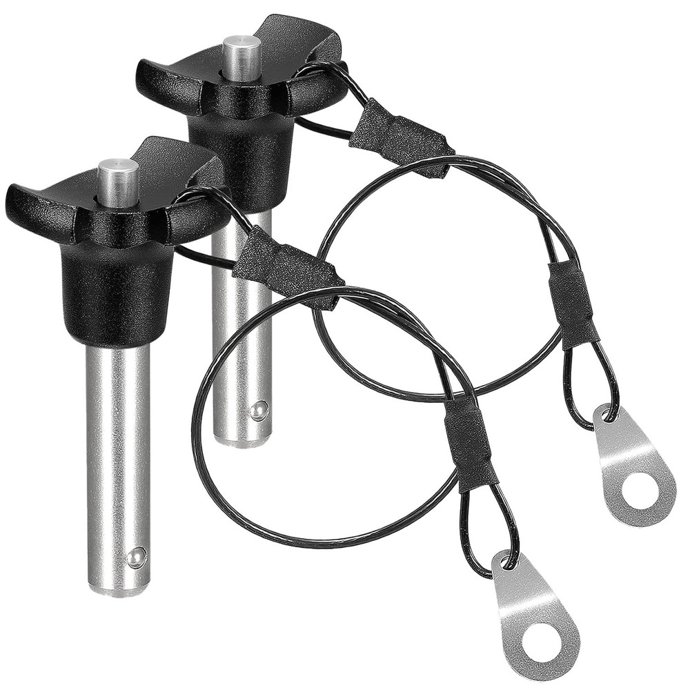 2 PCS 8mmx25mm Triangular Cap Ball Locking Pins with Push Button Lanyard