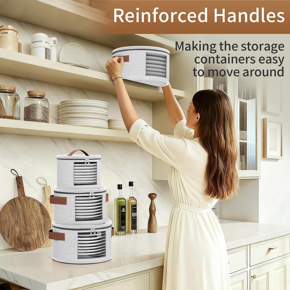 4 Piece China Storage Containers, Dish Storage Containers with Clear Windows,...