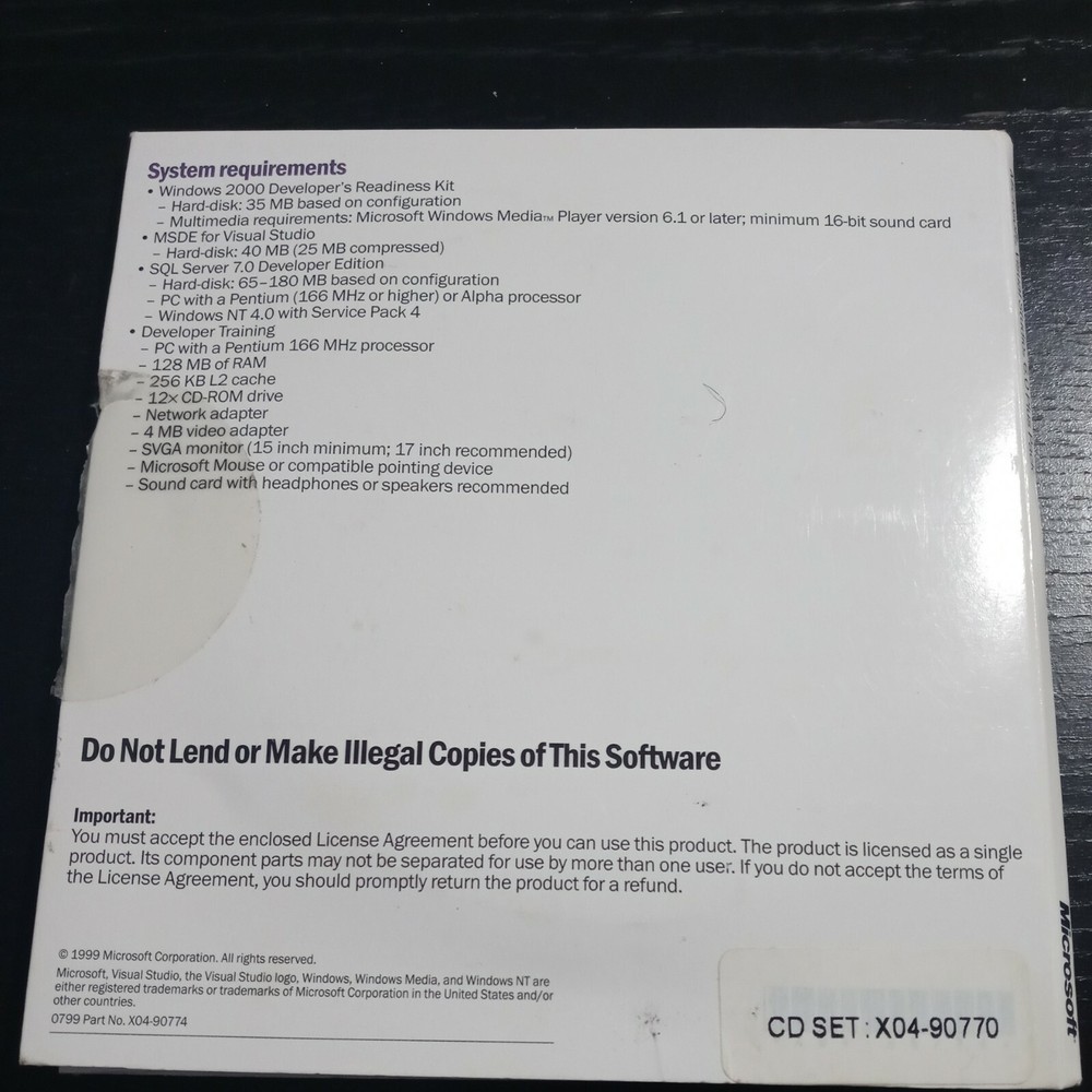 Microsoft Visual Studio 6.0 Plus Pack Windows 2000 Developers Readiness Kit