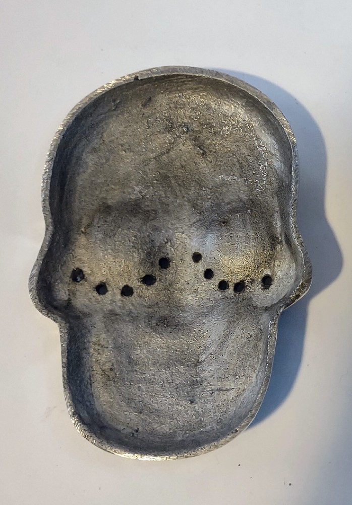 Silver Sugar Skull 4" Incense Burner New