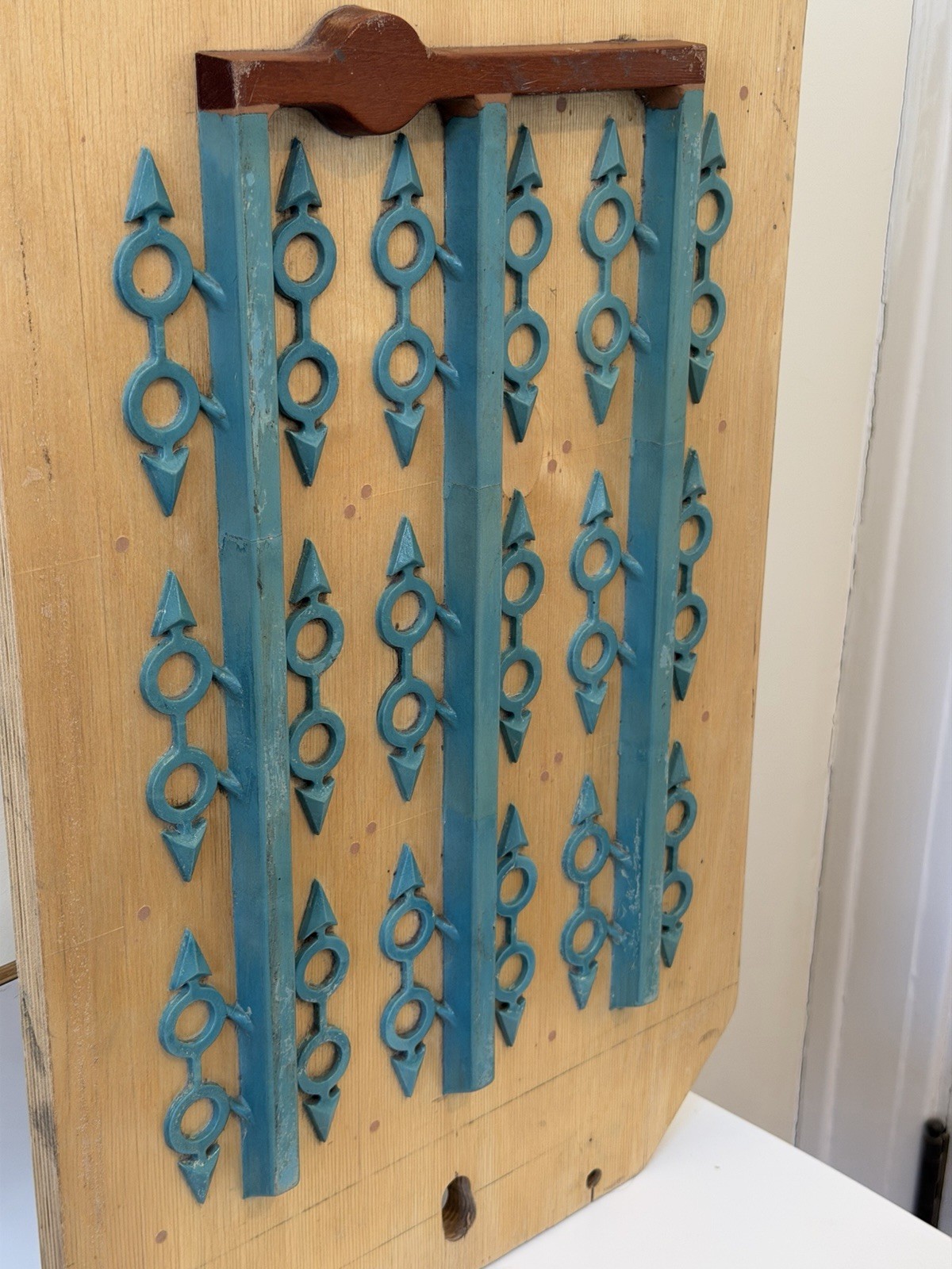 Mid Century Industrial Wood Foundry Mold Abstract Wall Art 1960 Arrows Circles