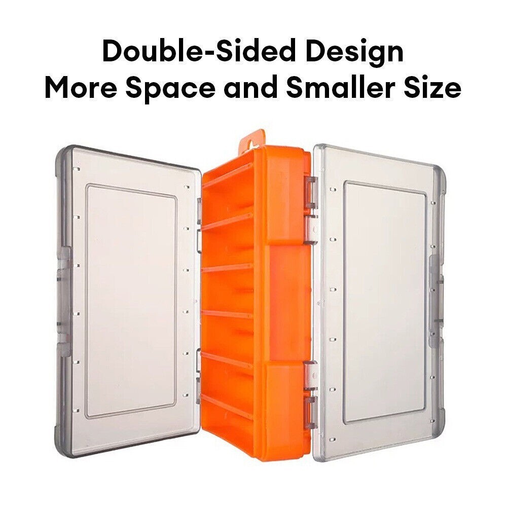 Fishing Tackle Box Lure Waterproof Compartments 2 Layer Storage Hard Case Hook