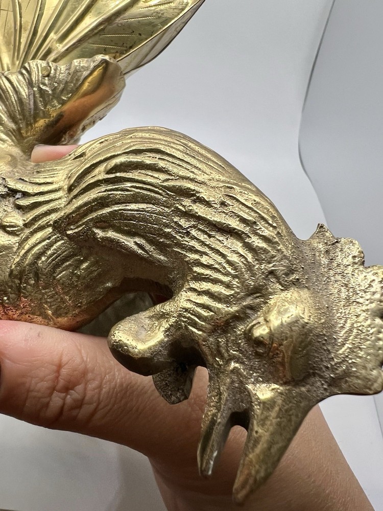 Brass Fighting Roosters Vintage Pair Solid Brass