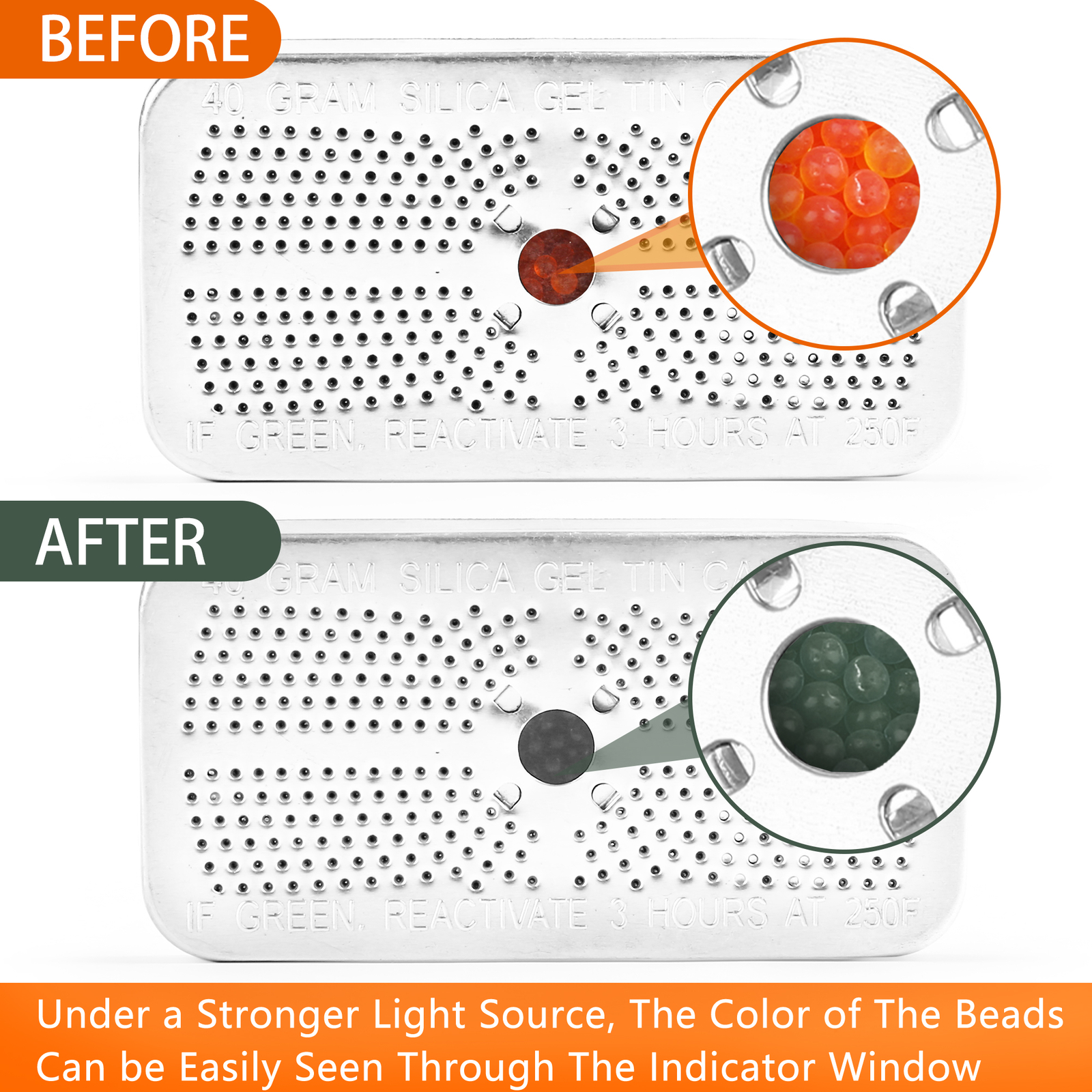 Reusable Silica Gel Desiccant Beads Dehumidifier Canister Safe 40 Gram 4 Packs
