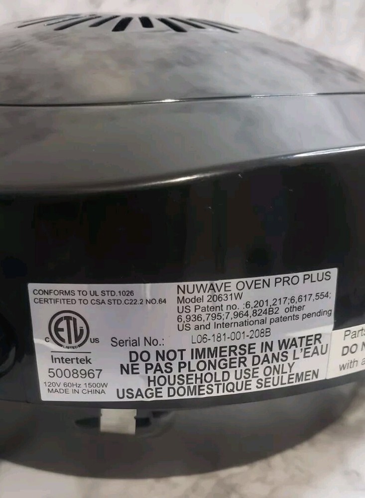 Nuwave Pro Plus Oven Model #20631W Black.