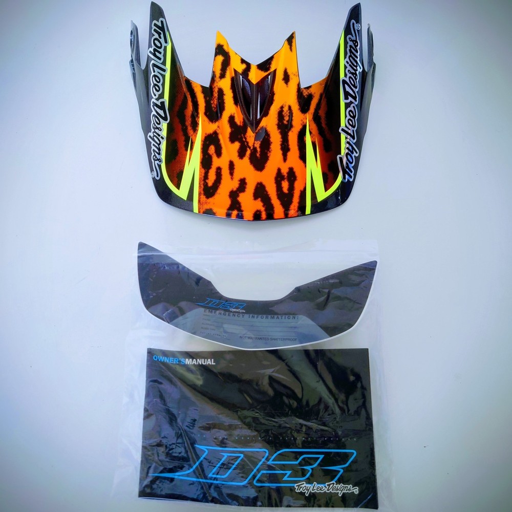 Troy Lee Designs D3 Helmet Visor Peak Orange Leopard – NEW Replacement Part