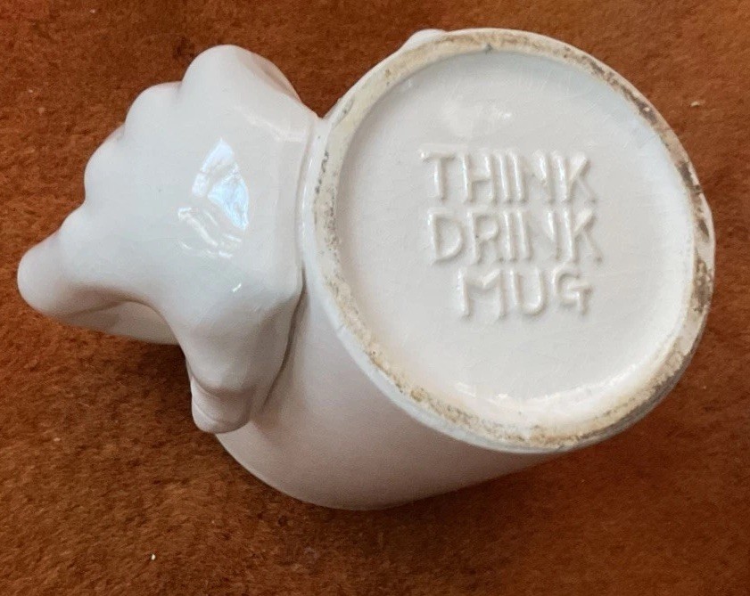 Vintage 1960’s MCM Abstract Ceramic - Think Drink Coffee Cup Mug Promo