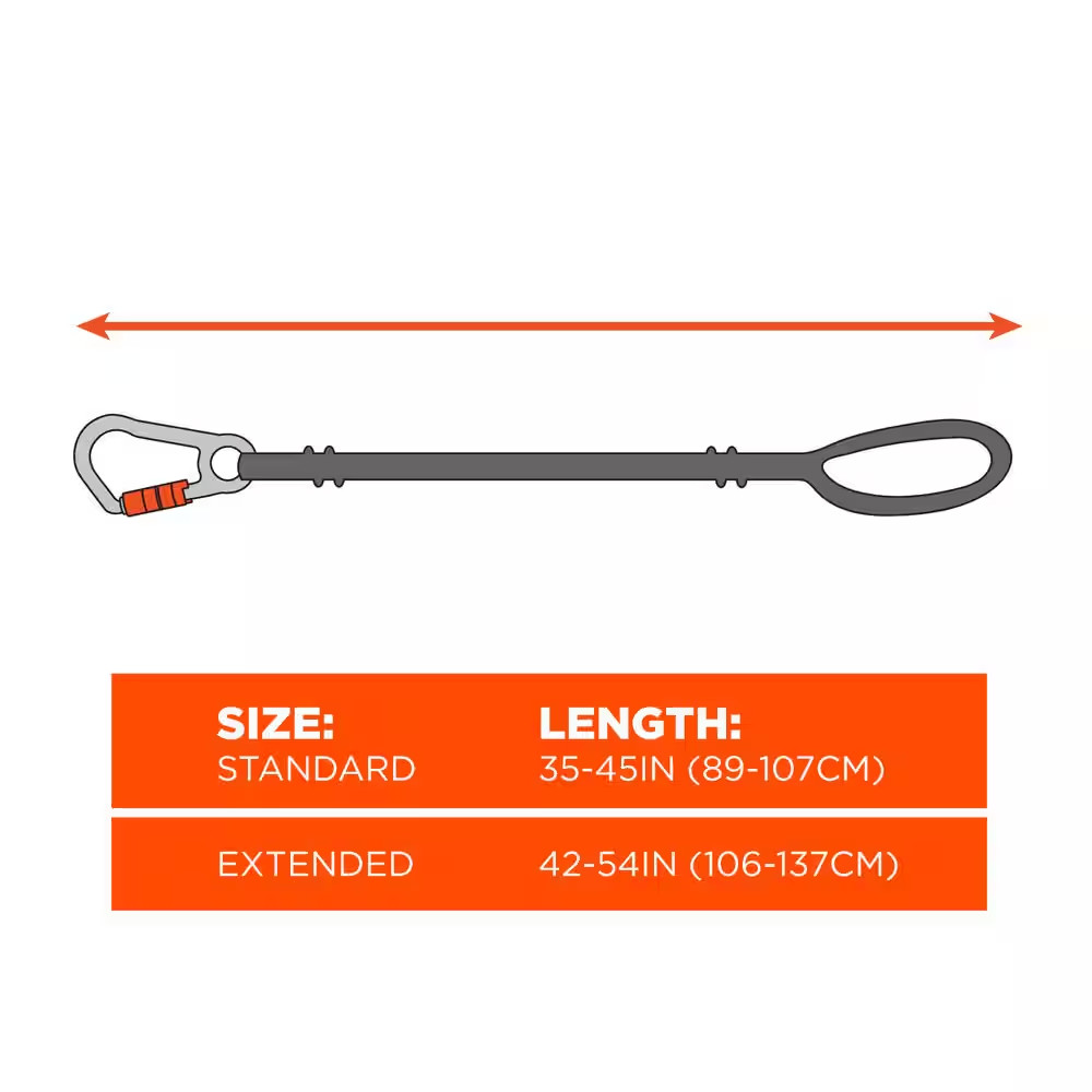 10 Lbs. Black Extended Single Carabiner Tool Lanyard