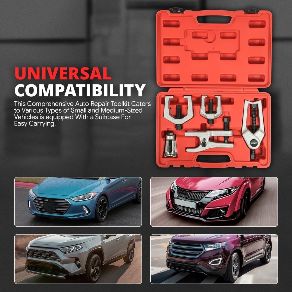 Front End Service Pitman Arm Puller Ball Joint Tie Rod Removal Tool Set Red 5Pc