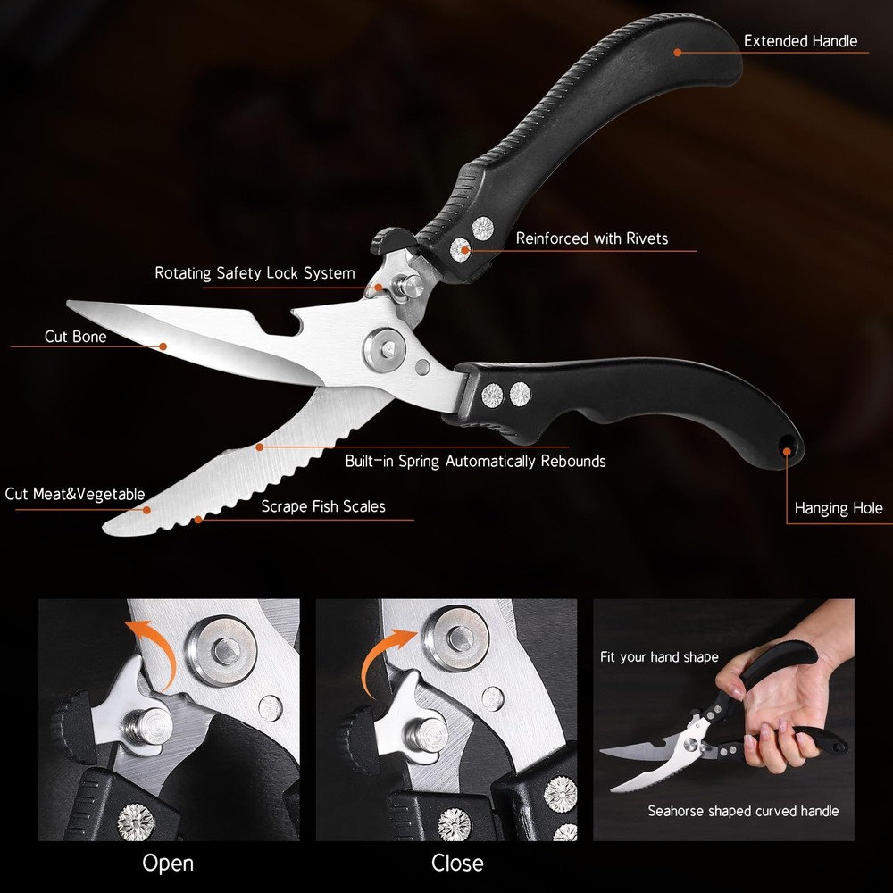 All-Purpose Kitchen Scissors Poultry Shears for Food Cooking Chicken Fish