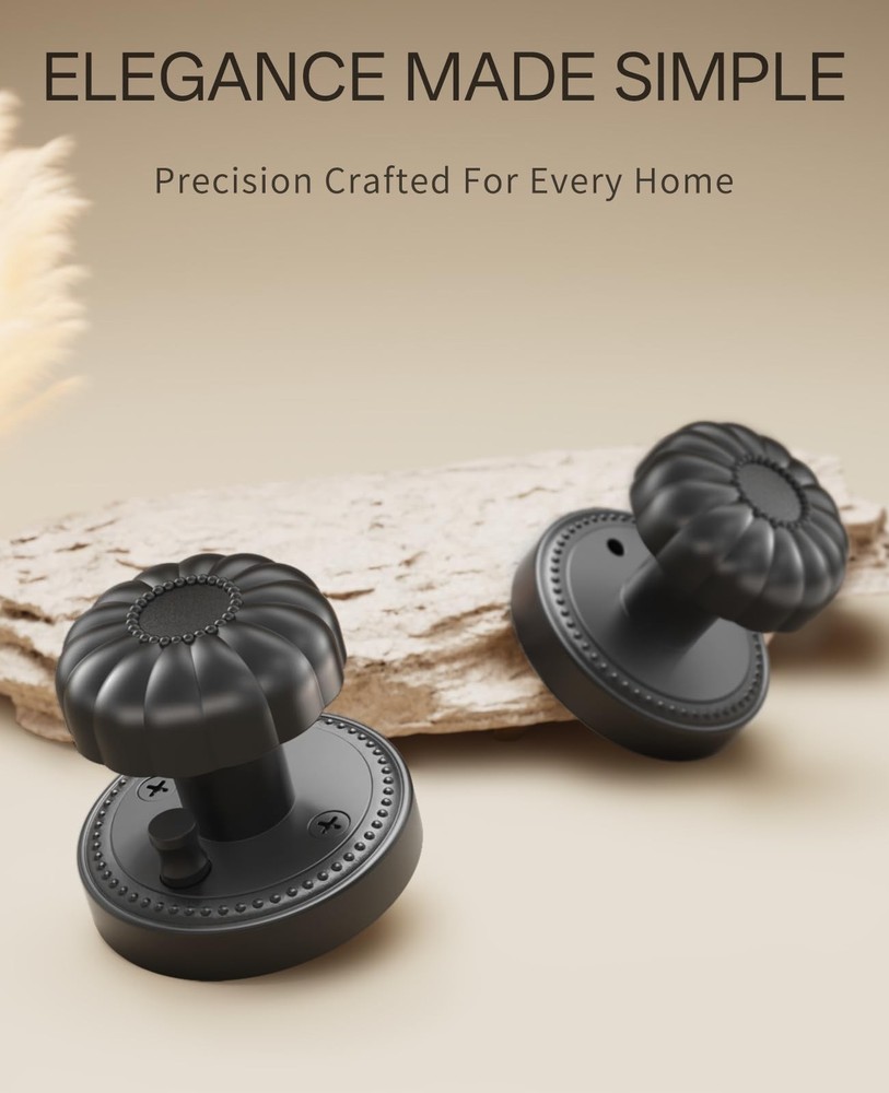 2 Pack Black Privacy Door Knobs with Lock, Door Handles with Matte Black Door...