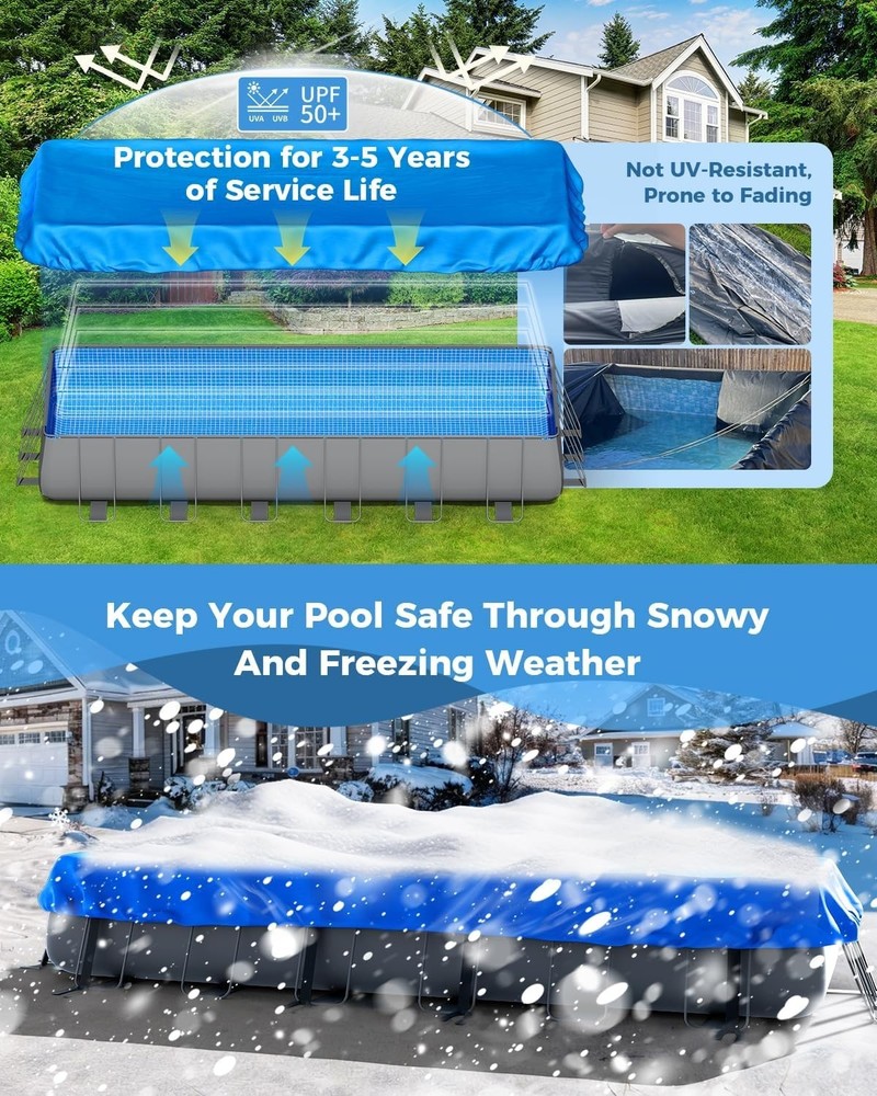 UV Resistant 18' x 9' Pool Cover for Above Ground Pools with Secure Drawstrings