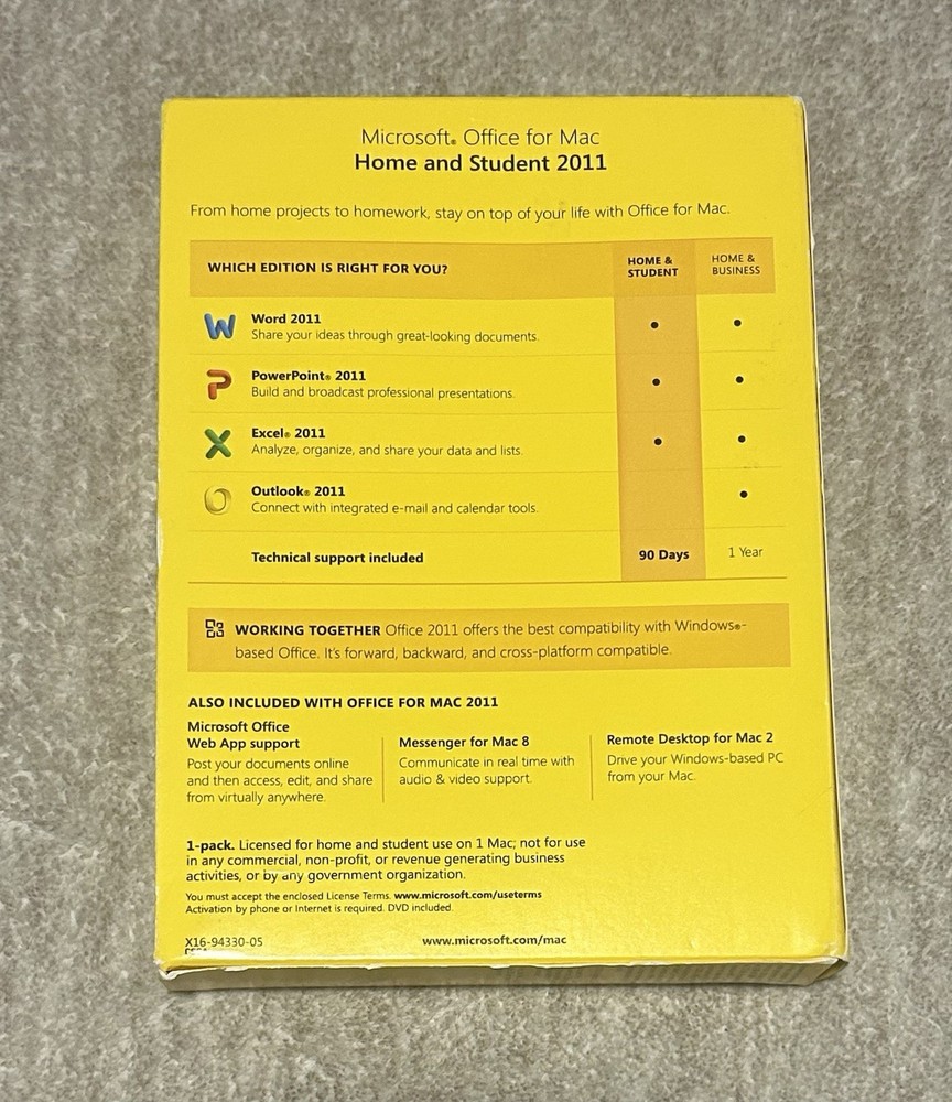 Microsoft Office for Mac Home and Student 2011 W/ Key