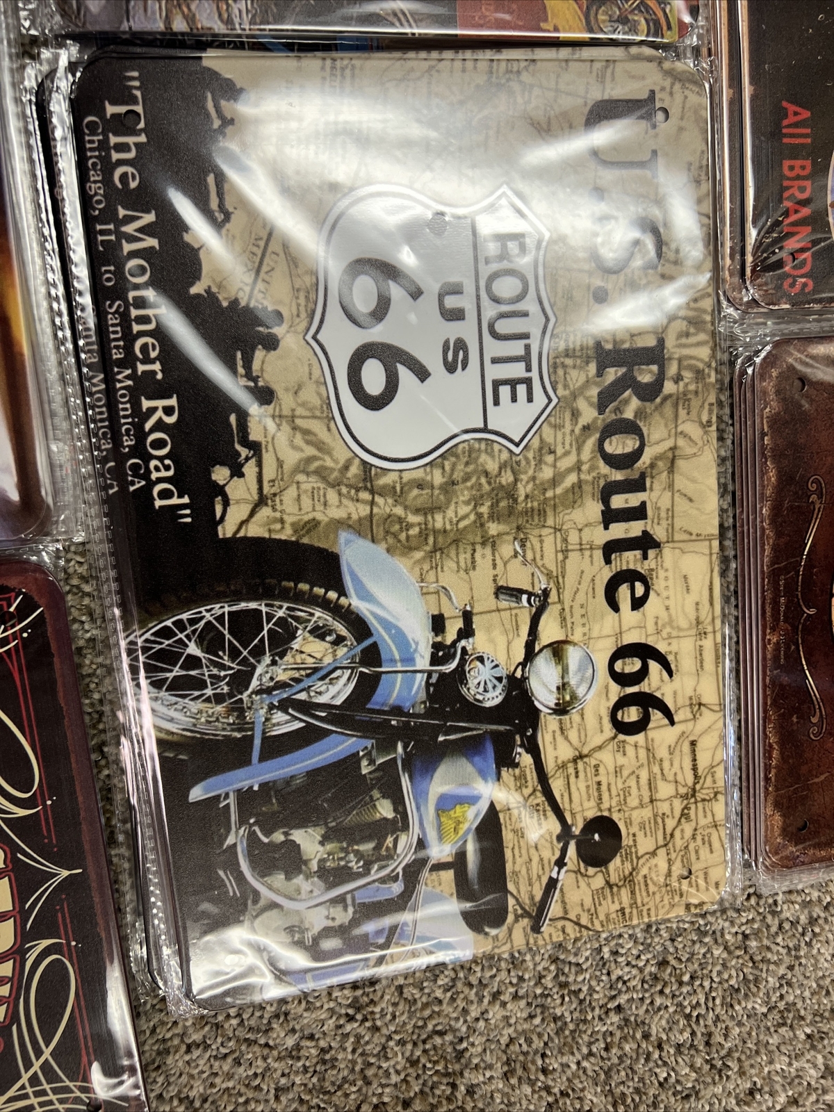 wall Sign decor tin metal plates set of 13 motorcycle Harley Davidson Indian New