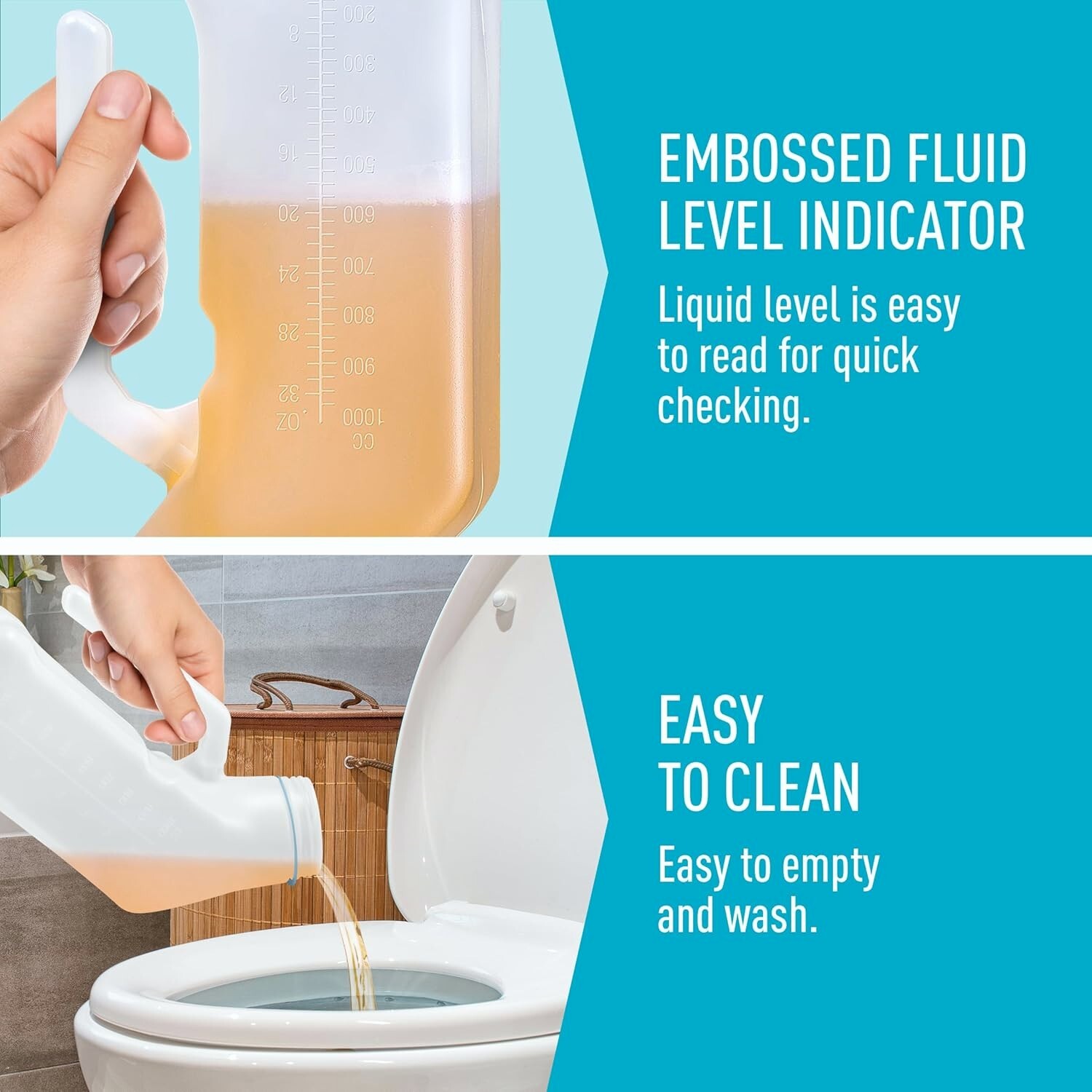 4 Pack Urinals for Men Spill Proof with Glow in The Dark Screw Cap