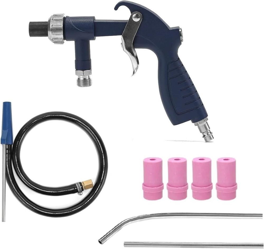 Air Sand Blaster Gun kit with 5pcs Replaceable Nozzle,Carbon Cleaning Walnut Bla