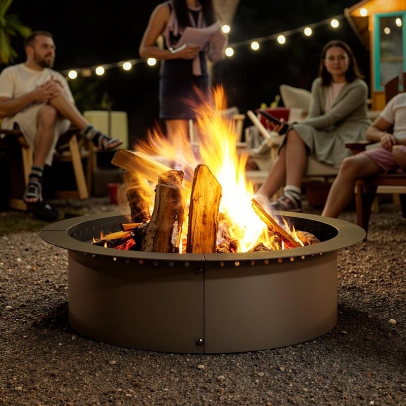 Outdoor Fire Pit Large Round Smokeless Steel Insert Easy Setup Durable Fire Ring