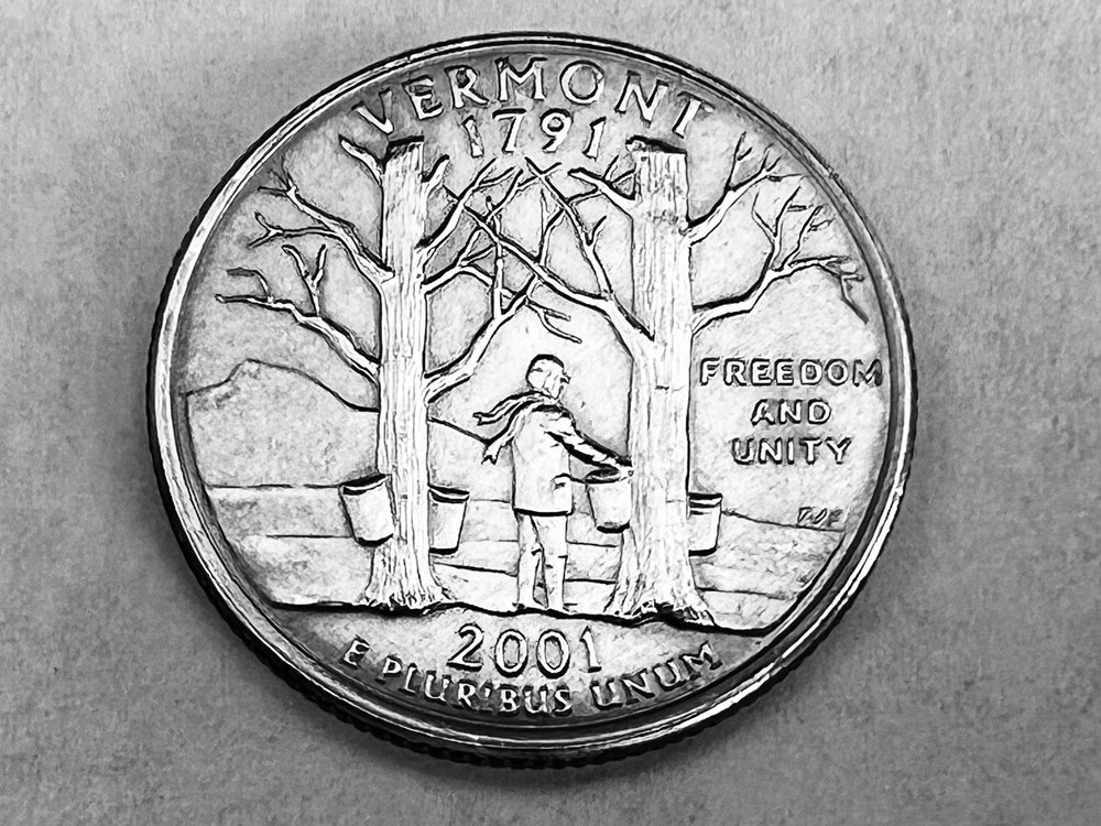 2001 D Vermont Quarter. Uncirculated Clad