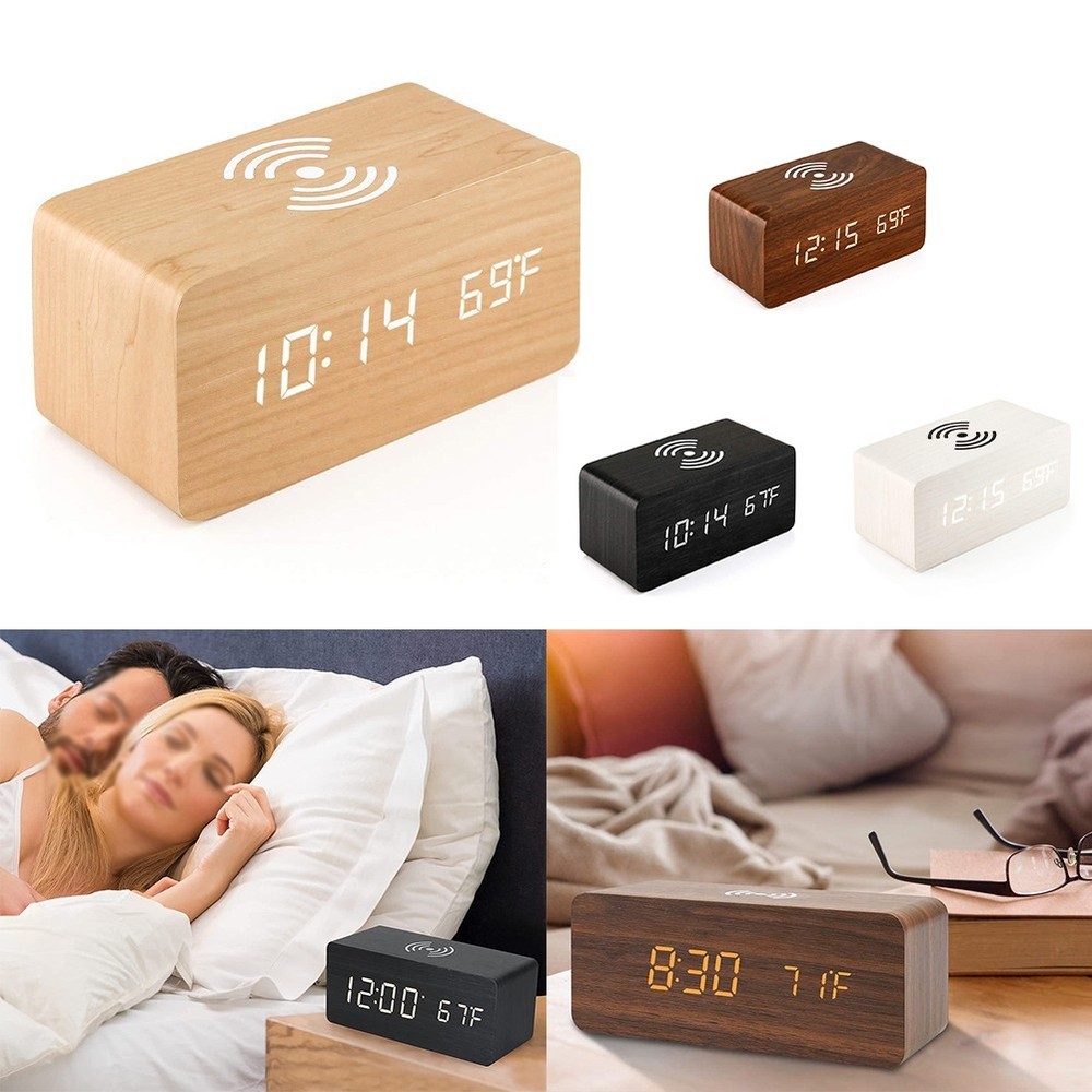Clock Home D??cor Office Decor Temp Wireless Charging 12/24 Hour Switch