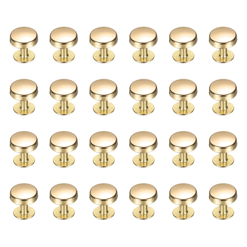 24 Pcs Flat Head Button Stud 10mm Screw Back Rivets Stud Set, Gold