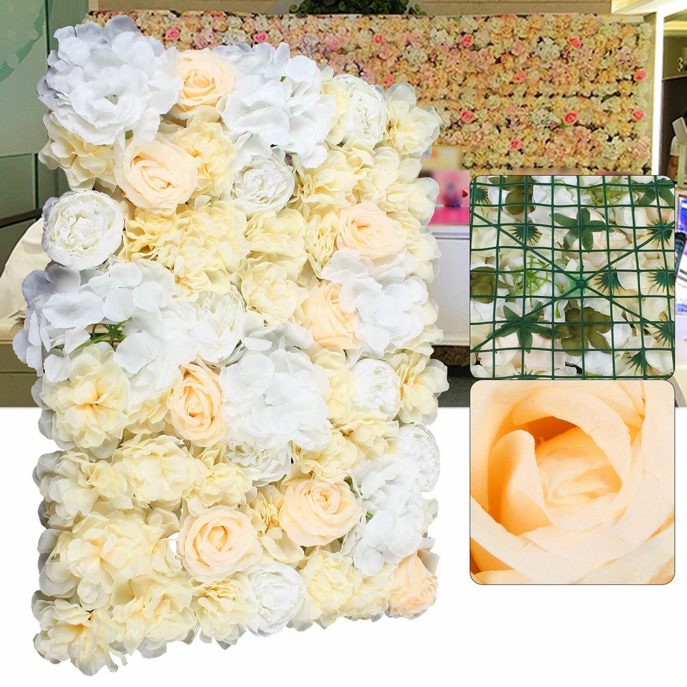 12Pcs Artificial Flower Wall Panel Rose Hydrangea Wedding Party Venue Decor US~~