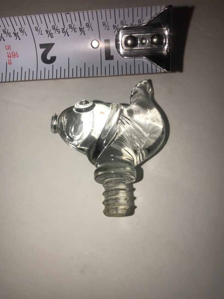 Vintage Glass Fish Perfume/Cologne Bottle Stopper Missing Tail