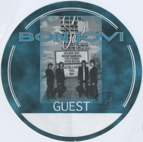 BON JOVI 2001 One Wild Night Tour Backstage Pass