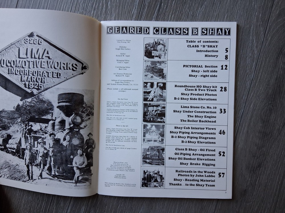 1983 SHAY MODELER'S HANDBOOK ; Geared Class B Shay Model