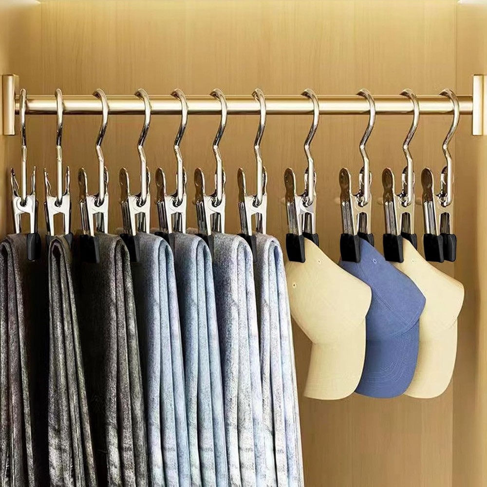 24 Pack Hanger Clips, Multi Function Clip Hooks, Laundry Hanging Hooks Black