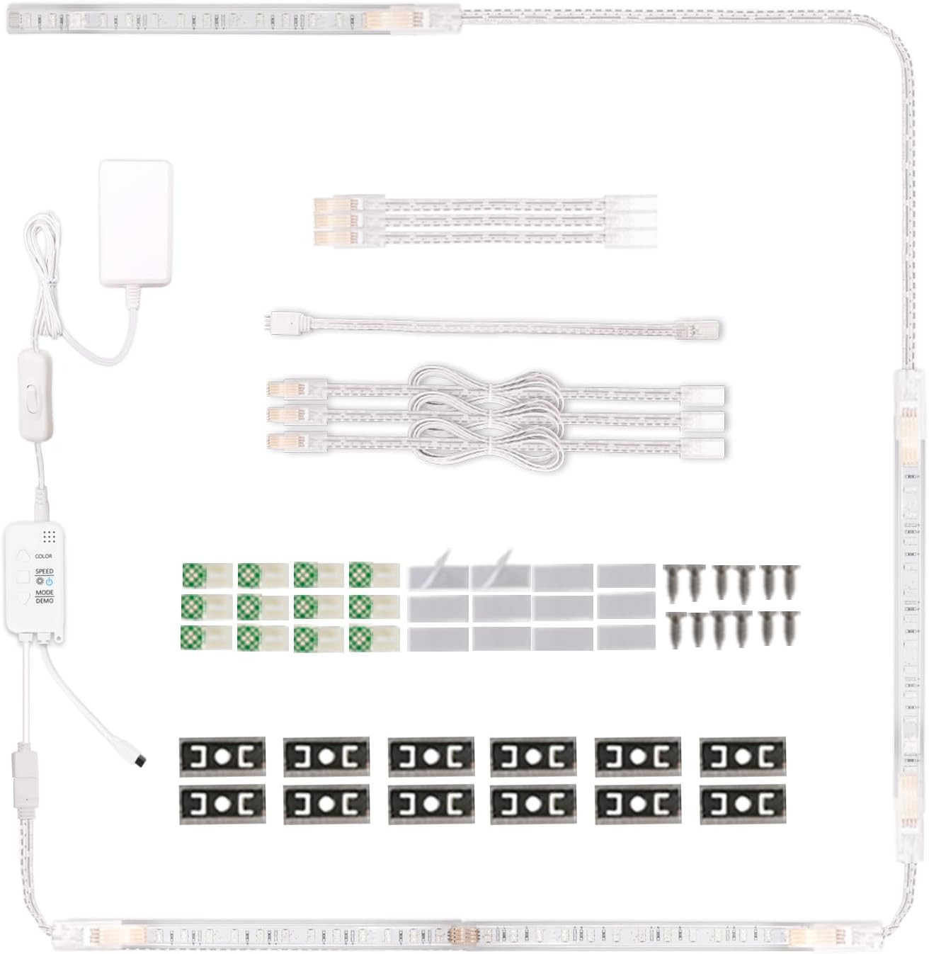 Color Cabinet Lighting, 4Pcs 12" Linkable RGB LED Light Bar Kit for Display Cabi