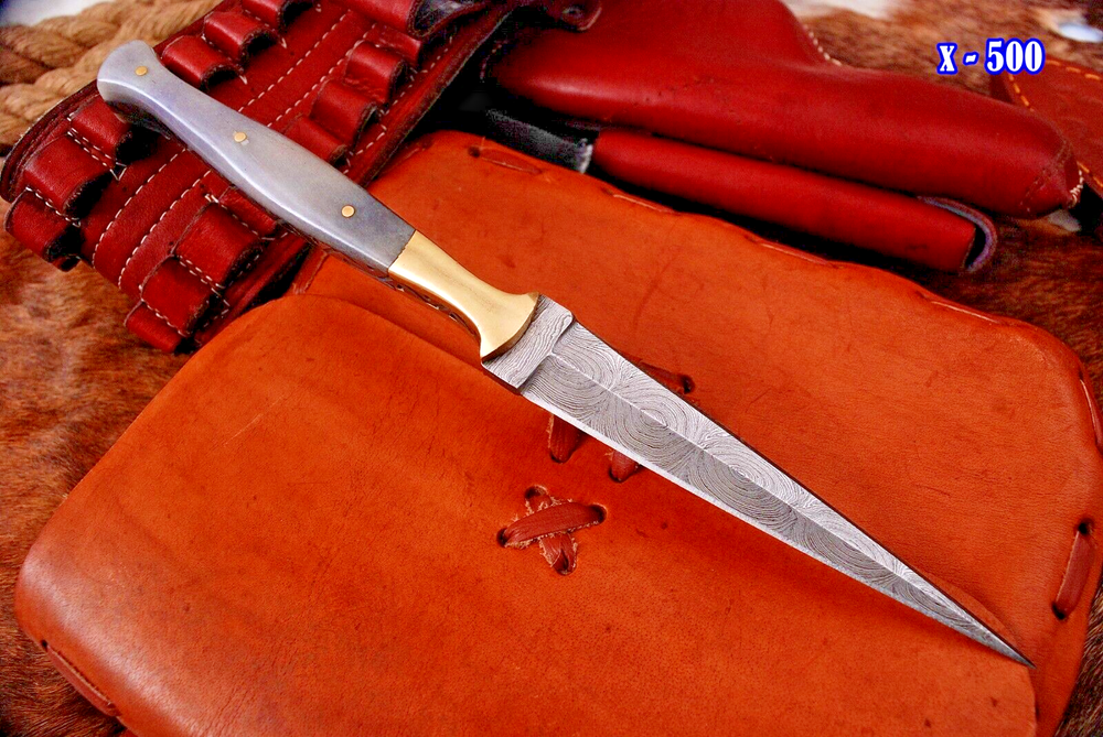 Vintage handmade Damascus double edged dagger boot TOOTHPICK knife
