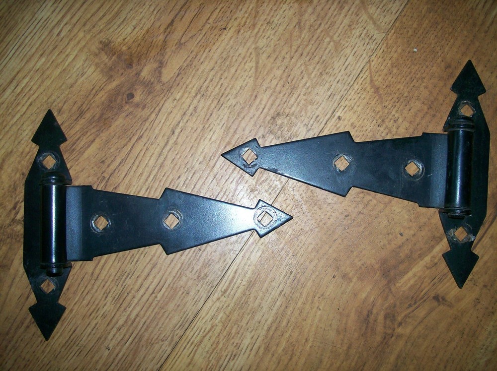 Vintage black metal door \ gate hinges