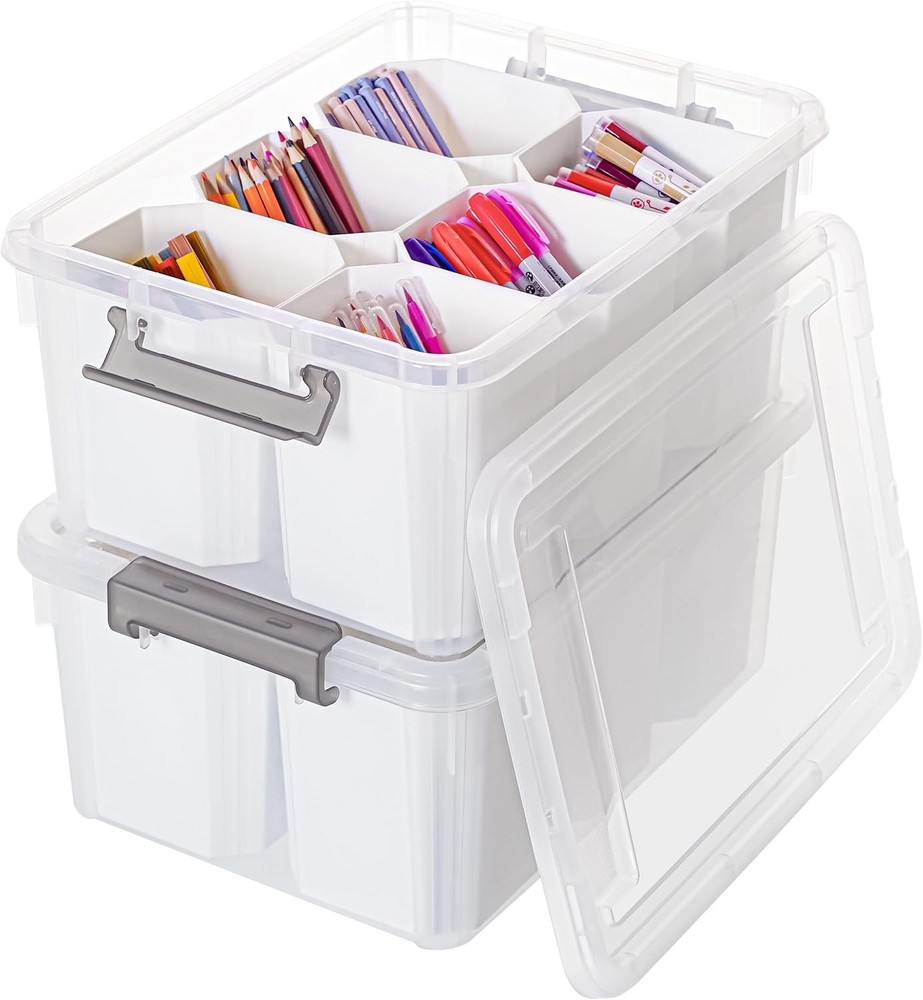 17-Quart Plastic Storage Bin Clear Storage Box with Lid Stackable