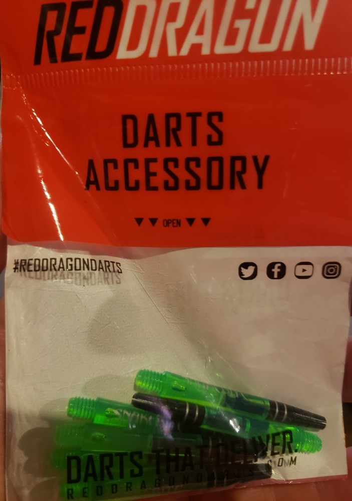 6-Red Dragon Peter Wright Snakebite - Nitrotech Medium Green Dart Shafts-Polycar