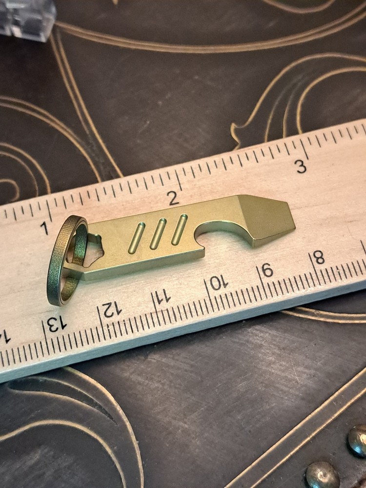 Mini EDC Anodized Gold Titanium Keychain Bottle Opener