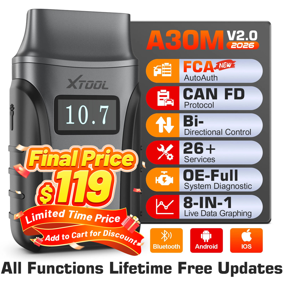 XTOOL A30M V2.0 Wireless OBD2 Scanner Bidirectional Full System Diagnostic Tool