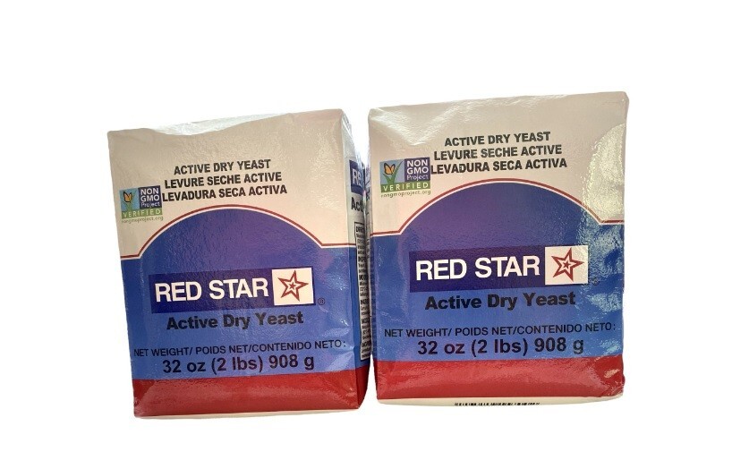 2 Pack Red Star Active Dry Yeast Non GMO 32oz /ea,  Exp 05/2025