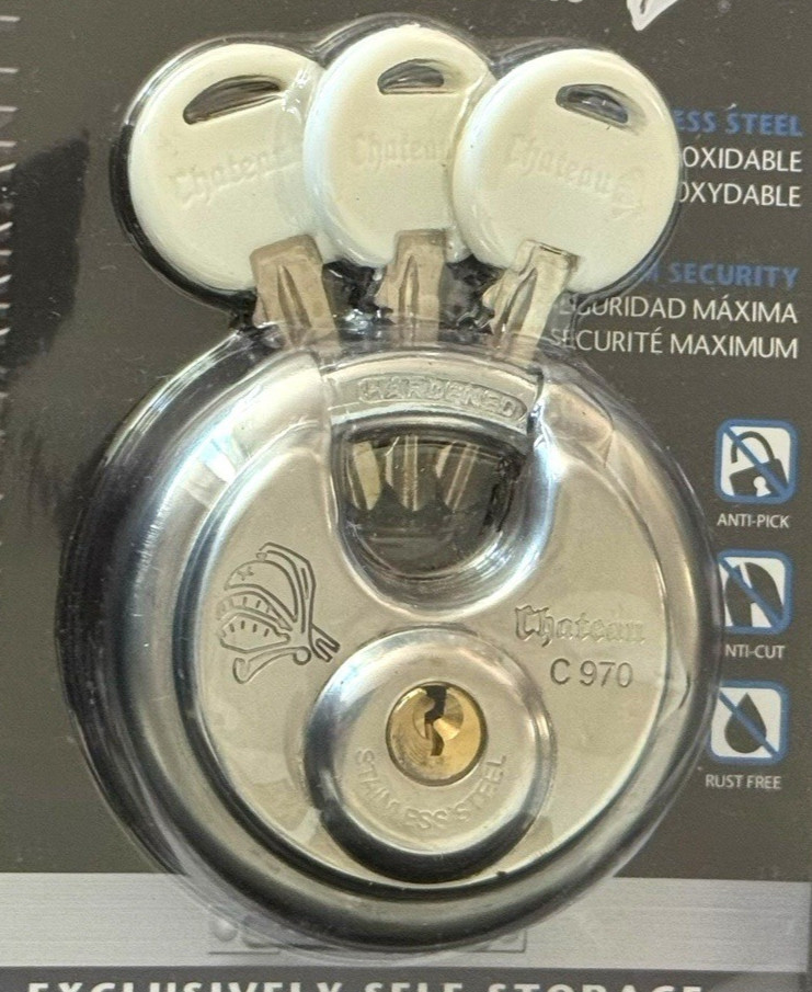Chateau Maximum Security C-970 Disc Lock with Three Keys 2 3/4" 70mm Sealed